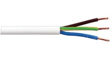3183TQ 3 Core Heat-Resistant Mains Cable, 1.50mm, 16A, White, 50m - PELB0874