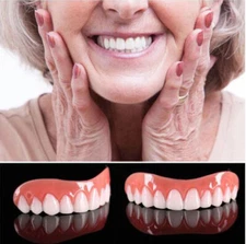 Top & Bottom Silicone False Teeth Dental Veneers Dentures False Tooth Smile Kit