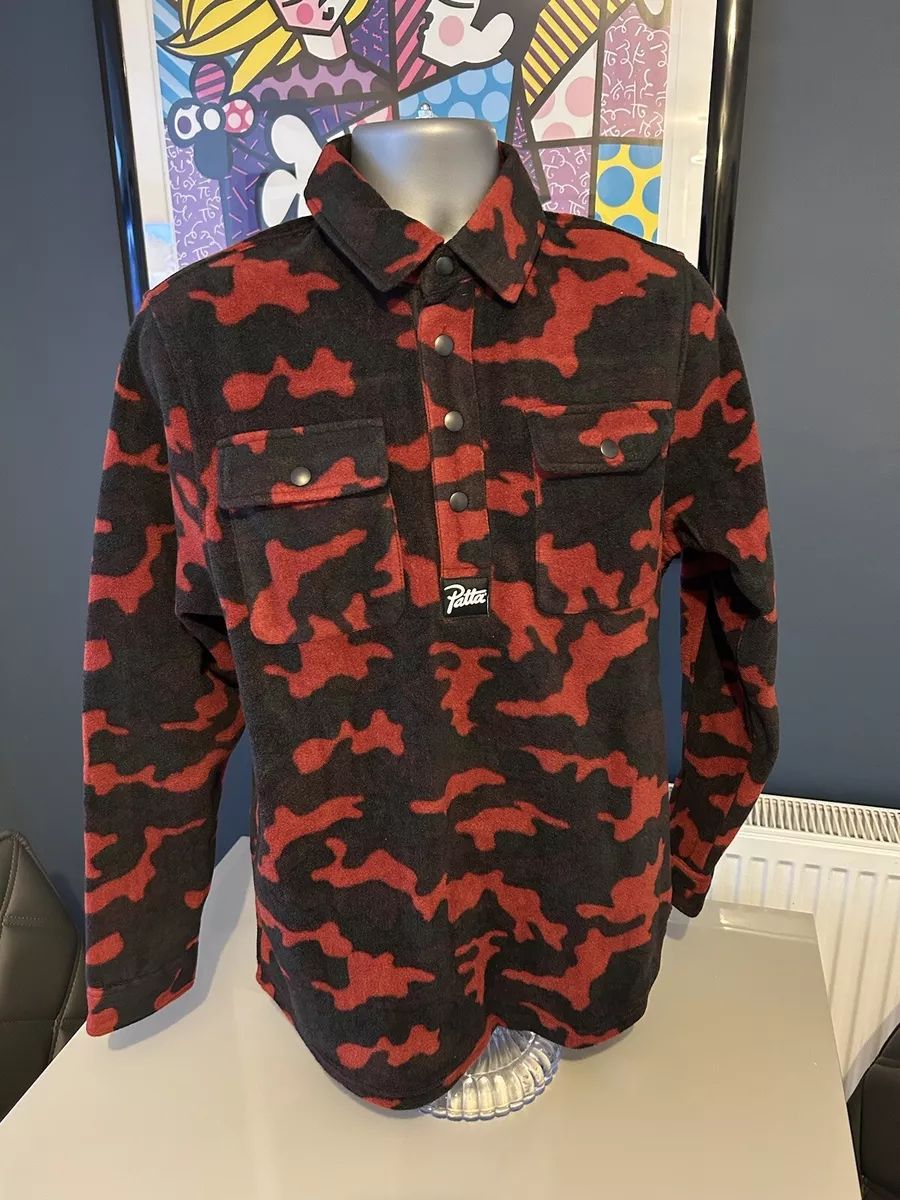 Patta Amsterdam Red Pear Camo Over Shirt Fleece 1 4 Zip BNWT Size Small