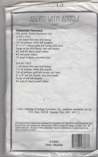1995 VTG Halloween Indygo Junction ADORN WITH ANGELS Vests Appliques Patterns - Picture 2 of 2