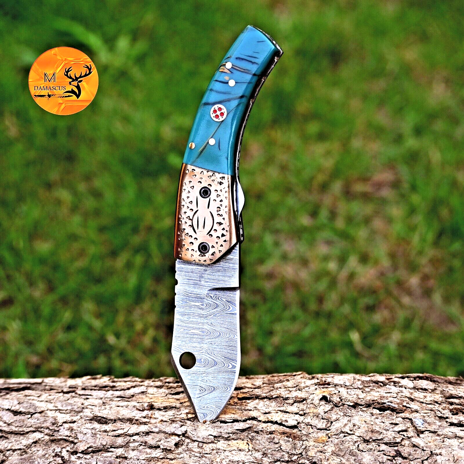 CUSTOM HANDMADE FORGED DAMASCUS STEEL EVERYDAY CARRY FOLDING POCKET KNIFE 2648