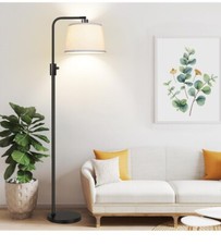 Dimmable Floor Lamp, Modern Standing Lamp with Linen Shade,Black