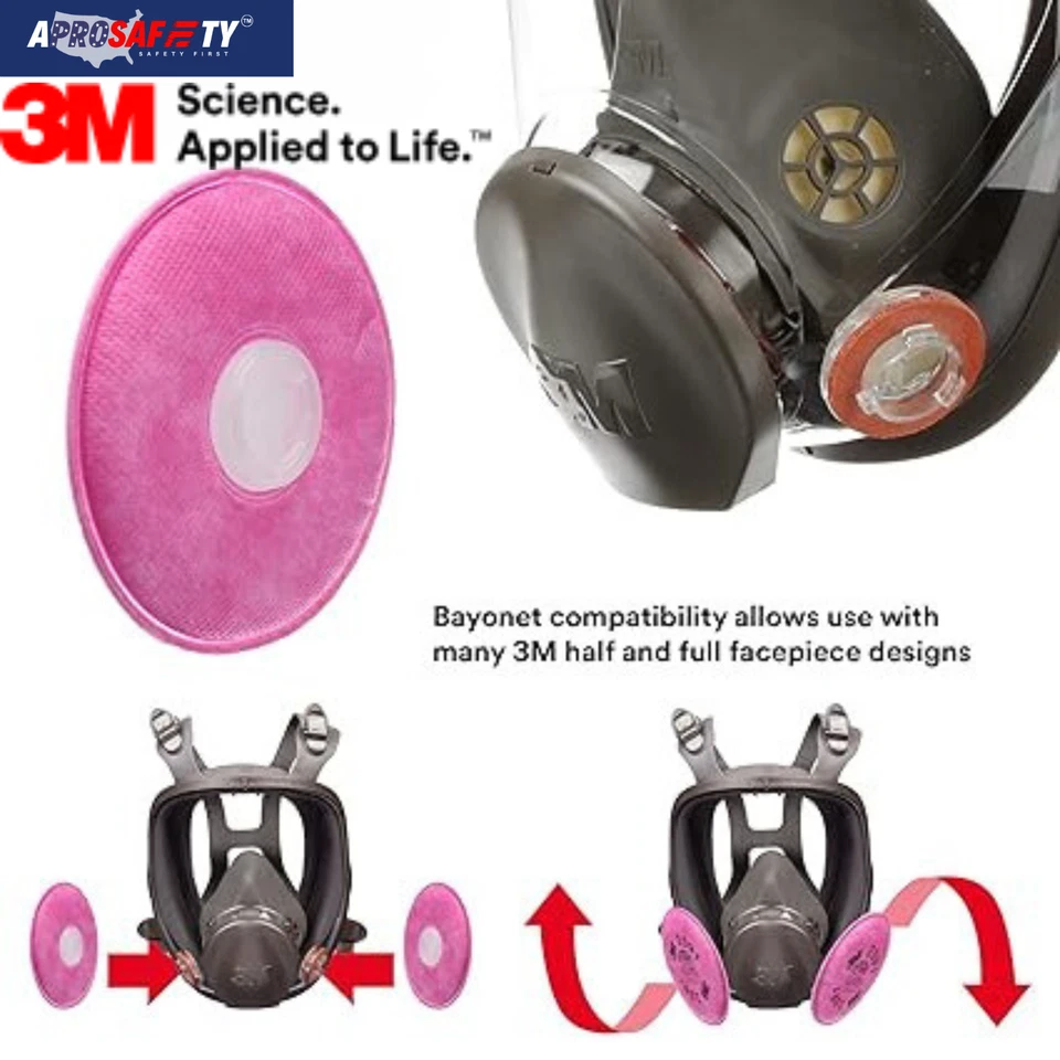 3M FULL FACE RESPIRATOR FACEPIECE MASK MEDIUM 6800+2091 P100 PARTICULATE FILTER - Image 4 of 4