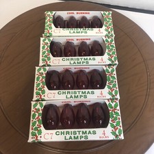 4- 4 Pack Red Transparent C-7 Light Bulbs Christmas Northern