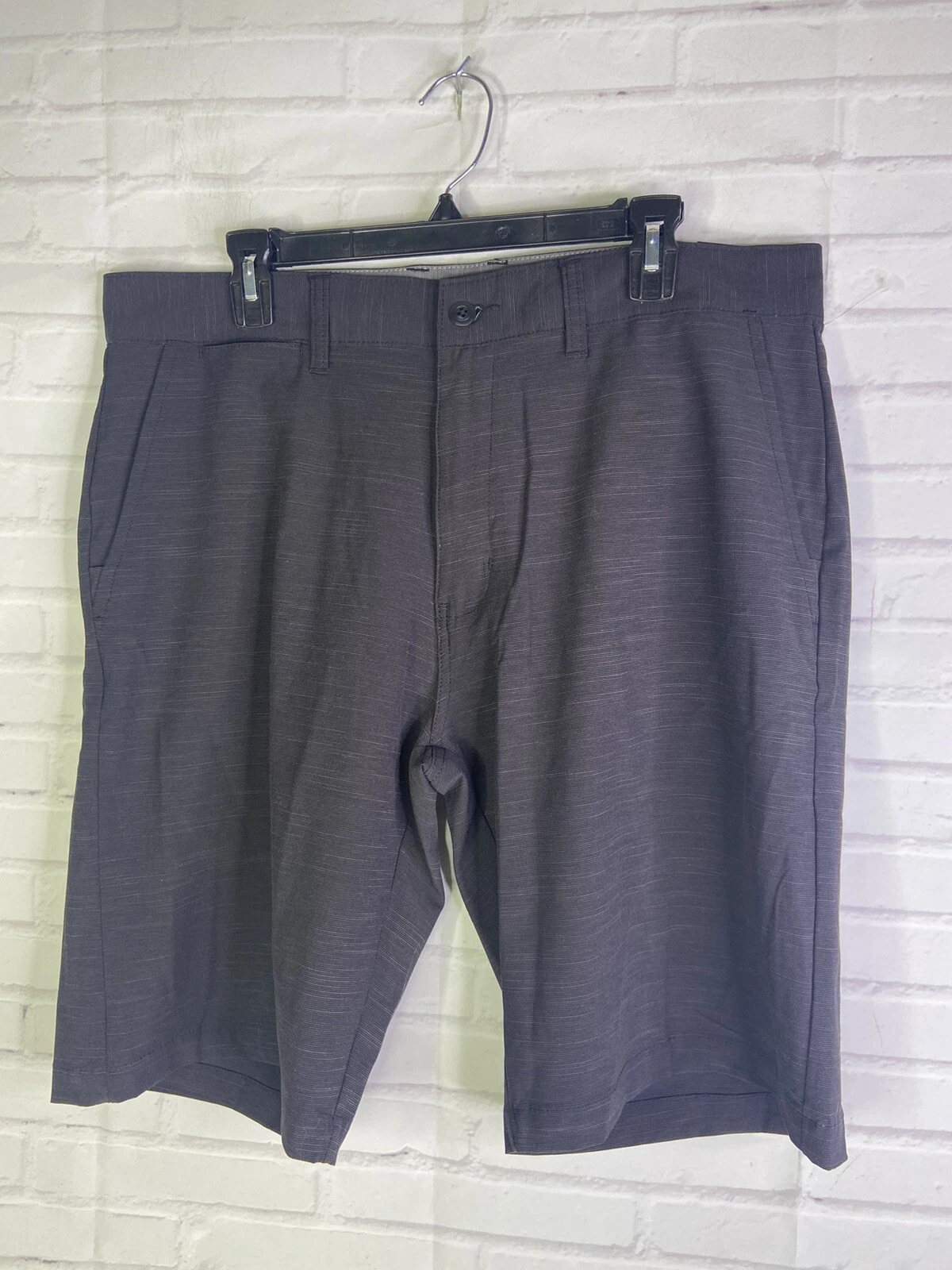 Burnside Mens Black Gray Quick Dry Stretch Land Sea Hybrid Board Shorts Size 36
