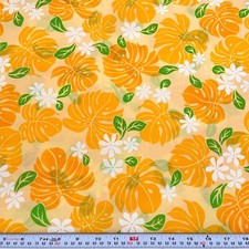 Hawaiian Florals Unbranded Yellow Cotton Blend Fabric by the HALF YARD