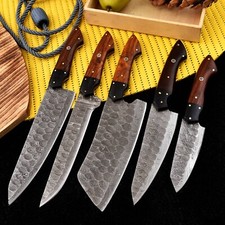 CUSTOM HANDMADE DAMASCUS STEEL CHEF KNIFE SET KITCHEN KNIVES CHEF SET CUTLARY