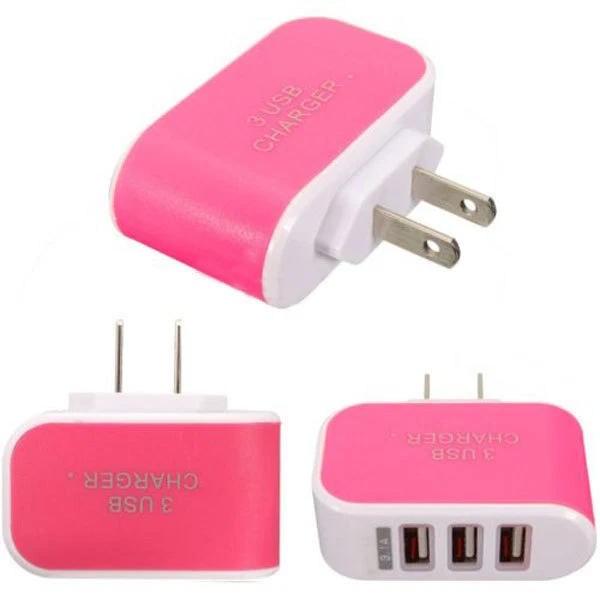 Triple USB Charging Port Data w/ Cable wall Charger Cord for Adriod Cell phones - Image 4 of 4