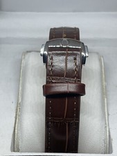 Beautiful 18mm FOR OMEGA Brown Leather Strap  Stainless Steel Deployment Buckle
