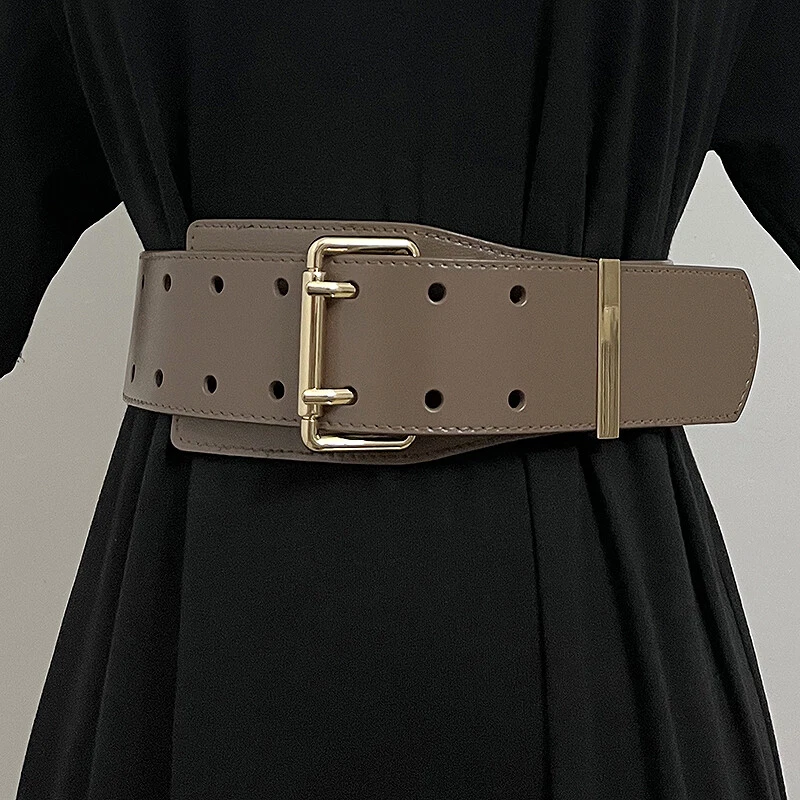 Damen Kunstleder Breiter Hüftgurt Doppel Zacke Schnalle Bund für Kleid Mantel - Bild 4 von 4