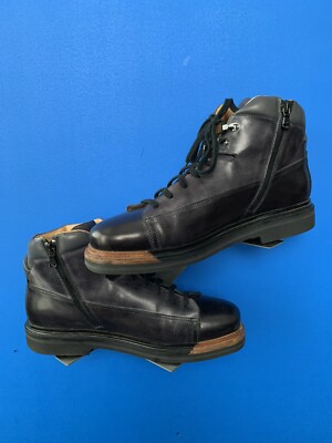 SANTONI EVEREST HIKING BOOT US 9.5 D DERBY BURNISHED NAVY ZIPPER $1095 | WORN 5x SANTONI EVEREST HIKING BOOT US 9 D DERBY  main image 3
