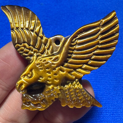 Natural Tiger eye Carved  Eagle Quartz Skull Crystal Specimen Reiki Healing 1PC