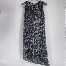 Vince Camuto Cosmic Pale Fashion Black White Dress Asymmetrical Sleeveless XS