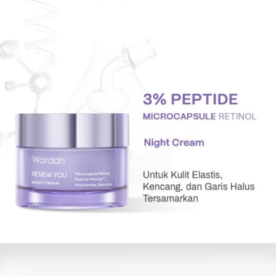 Wardah Renew You Anti Aging Night Cream - Anti Aging Moisturizer and Vit E 30 gr