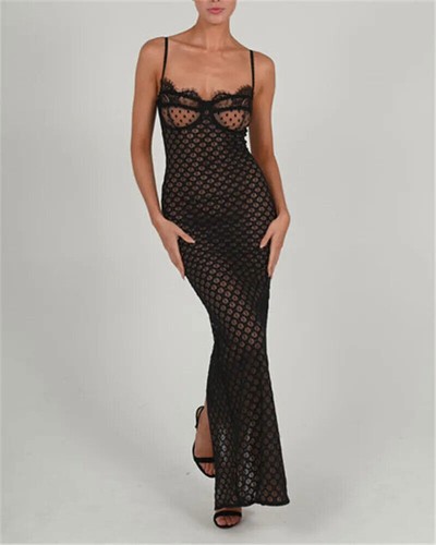 Elegant Italian Strap Printed Long Dress Women's Robe Sleeveless Party Dress - Picture 11 of 24