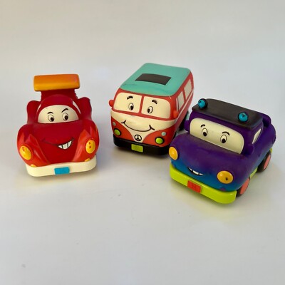 My B Toys Battat Pull Back Action Groovy Van Bus, Racer Car & PickUp Truck