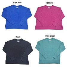 Seven7 Women's Long Sleeve Stretch Relaxed Fit Waffle Crewneck Top