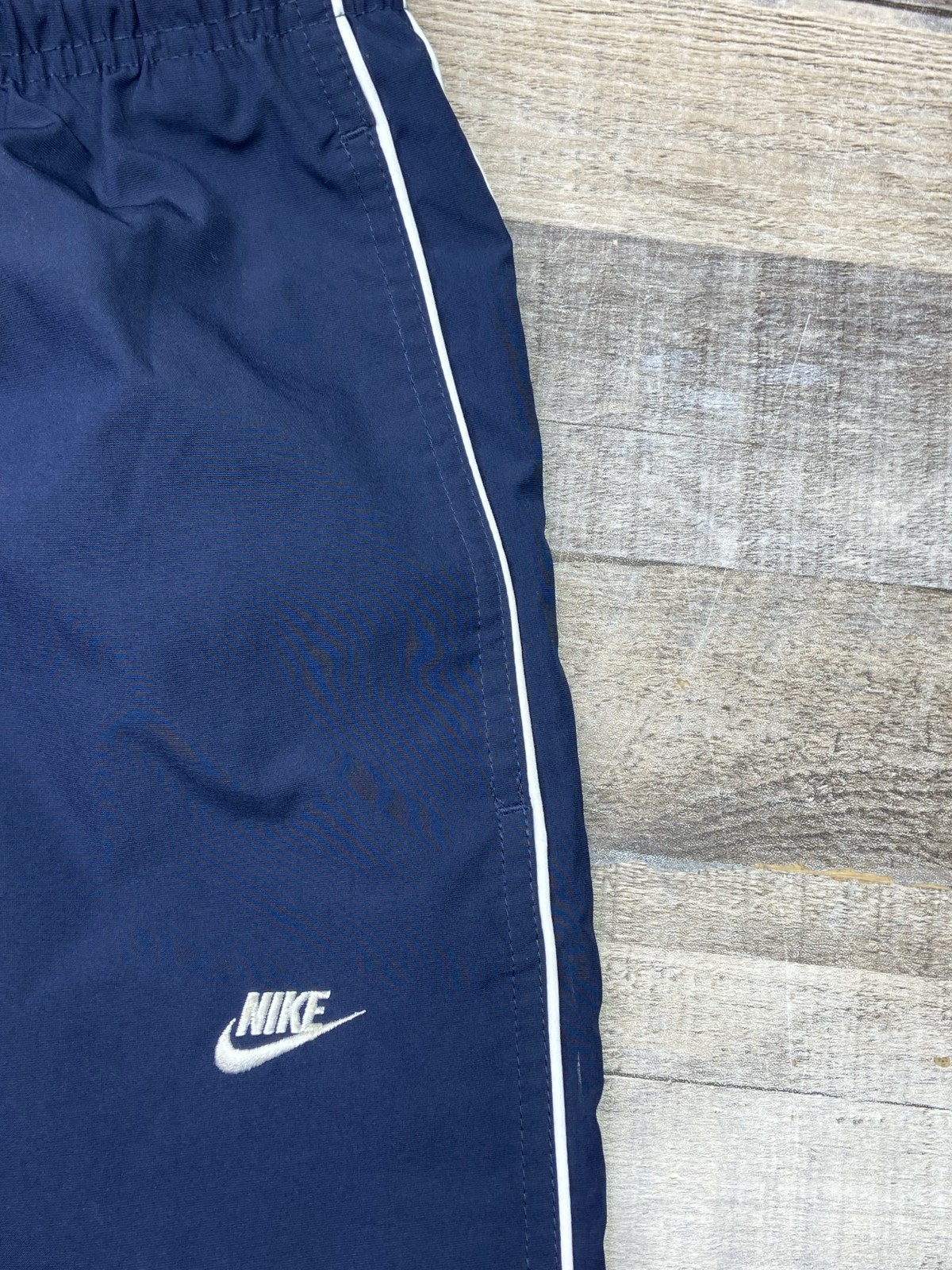 Vintage Nike Track Pants Mens L Blue Zip Legs Y2K Lined Loose Fit Baggy Striped thumbnail 4