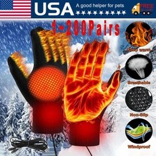 Heated Gloves Electric Rechargeable Battery Hand Warm Windproof Thermal Winter