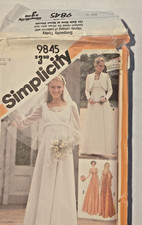 Bridal Wedding Gown 1980 Simplicity Pattern 9845 16 MISS UNCUT Bridesmaid Dress