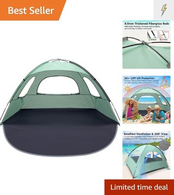 Luxury Portable Beach Tent with UPF 50+ Protection for 3-8 Persons - Mint Green