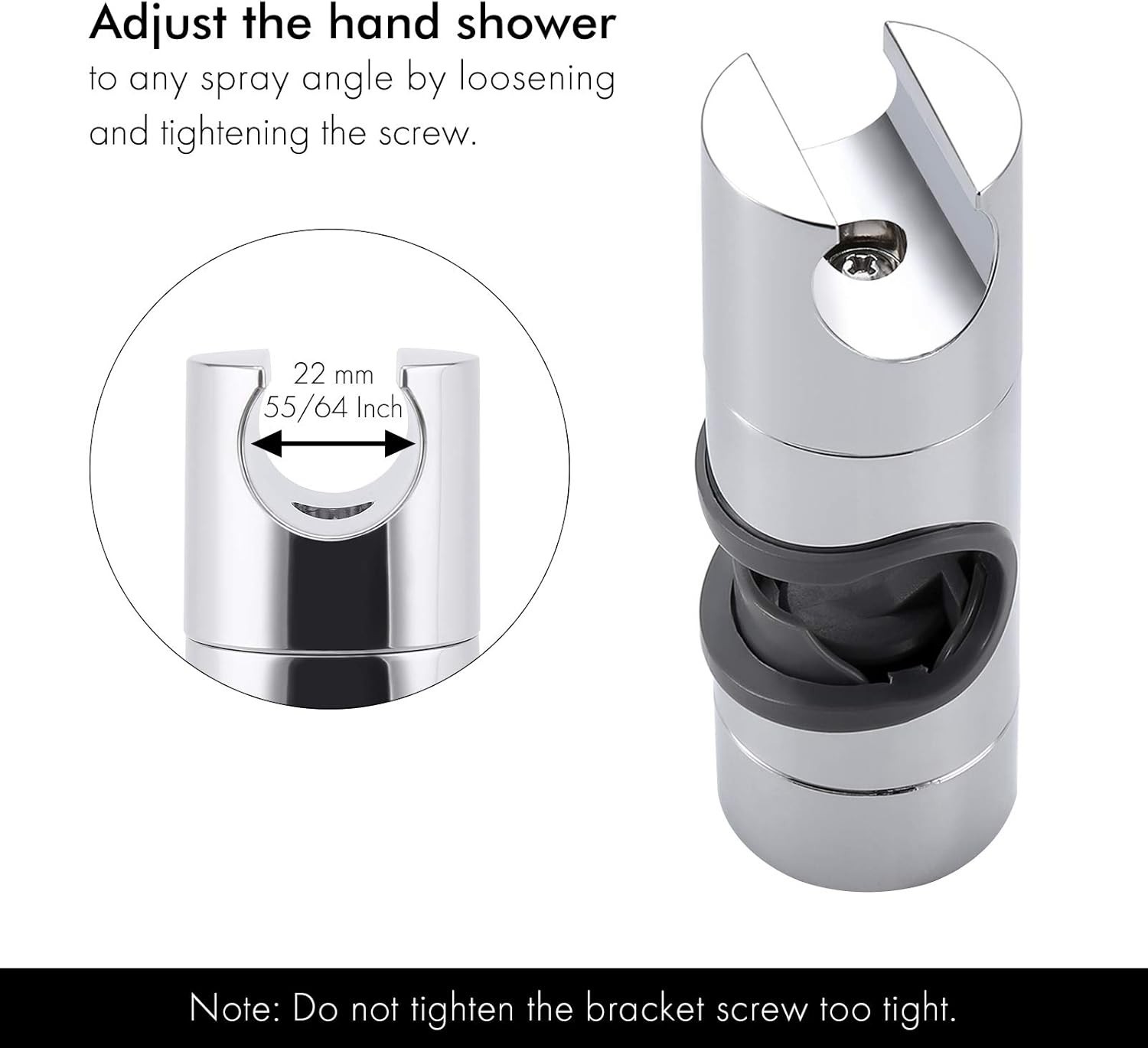 Adjustable Universal 18-25mm Chrome Shower Rail Head Slider Holder Bracket