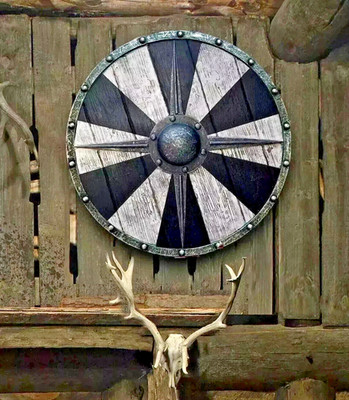 Medieval Wooden Shield Viking Battle Norse Round Wearable Shield 22''