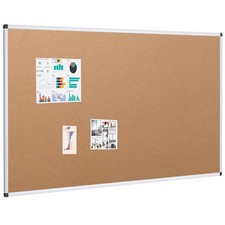 VIZ-PRO Large Cork Bulletin Board, 60 X 36 Inches, Wall-Mounted Corkboard