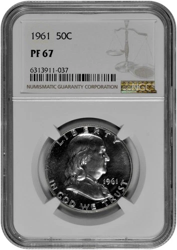 1961 50C Proof Silver Franklin Half Dollar NGC Graded PF 67
