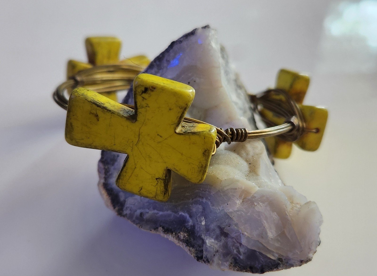 Twisted Wire Wire Wrap Bracelet Bangle Yellow How… - image 6