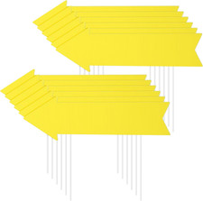 Blank Yard Signs 12 PCS Arrow Signs Outdoor with Stakes,16 X 5 Inches Way Sign W