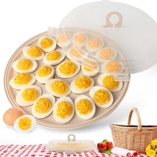 Deviled Egg Containers with Lid, Portable Deviled Egg Platter Carrier Holder Tra