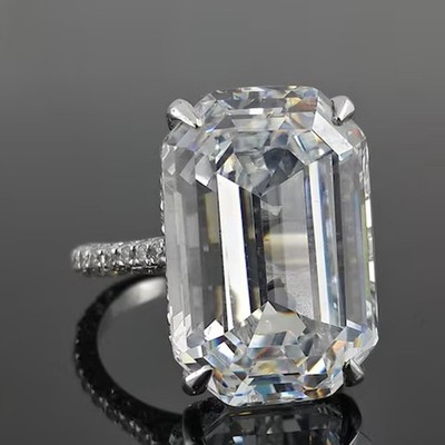 Emerald Cut VS1 Lab Diamond Ring 13.2Ct 925 Sterling Silver Wedding Band