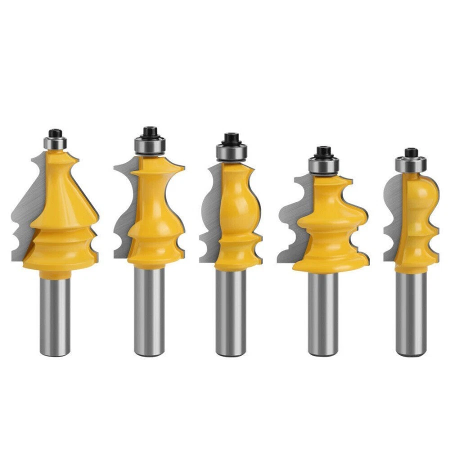 1/4" 1/2" 8mm Shank Architectural Molding Router Bit Profile Edge Cutter Set - Image 4 of 4