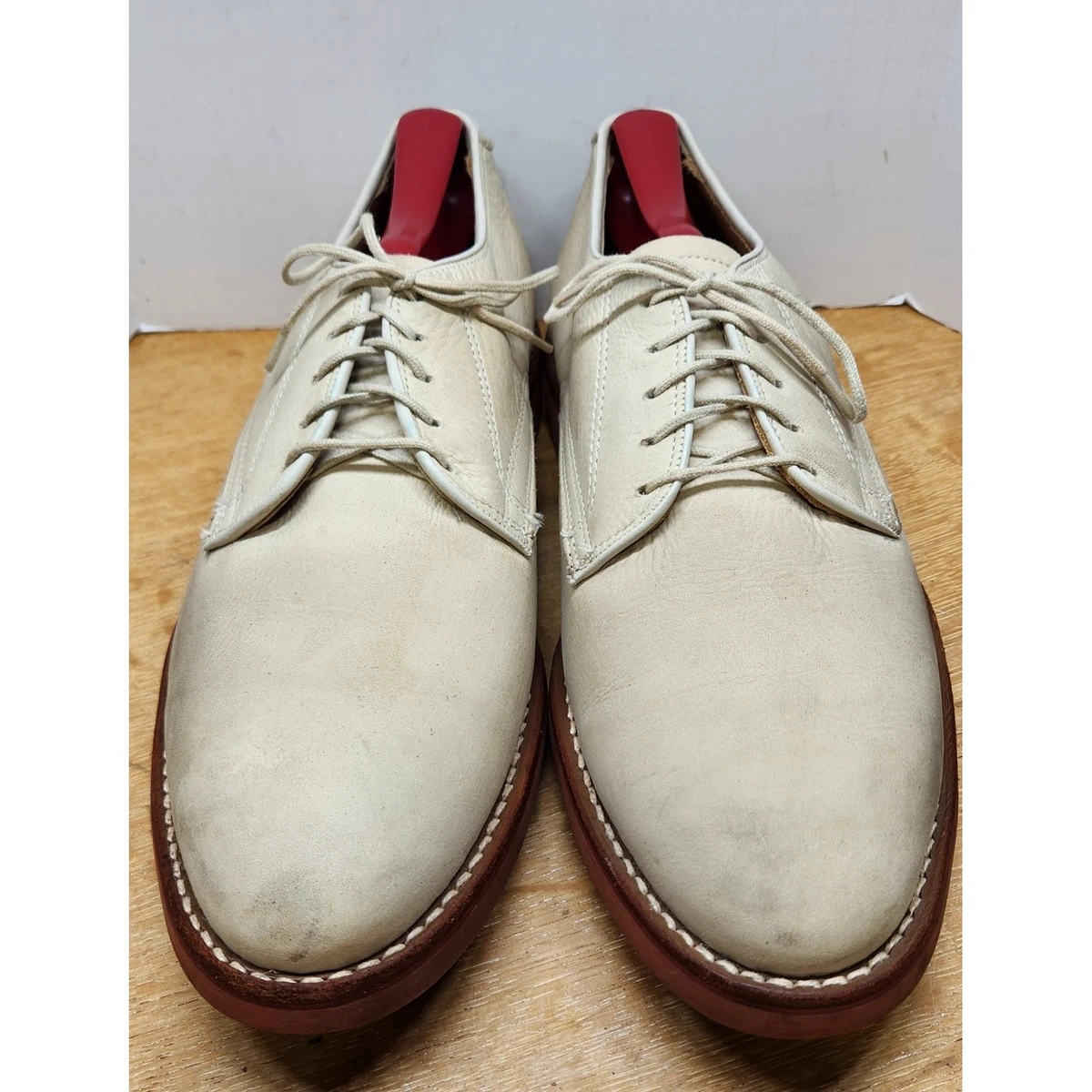 Vintage LL Bean Freeport Maine White Blue Bucks Red Sole Oxford Men\'s Size 9 D White Bucks In Men main image 3