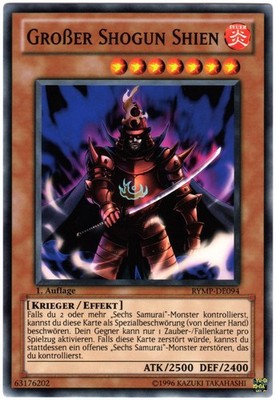 Yu-Gi-Oh! RYMP-DE094 Großer Shogun Shien 1. Auflage NM in Sleeve & Toploader