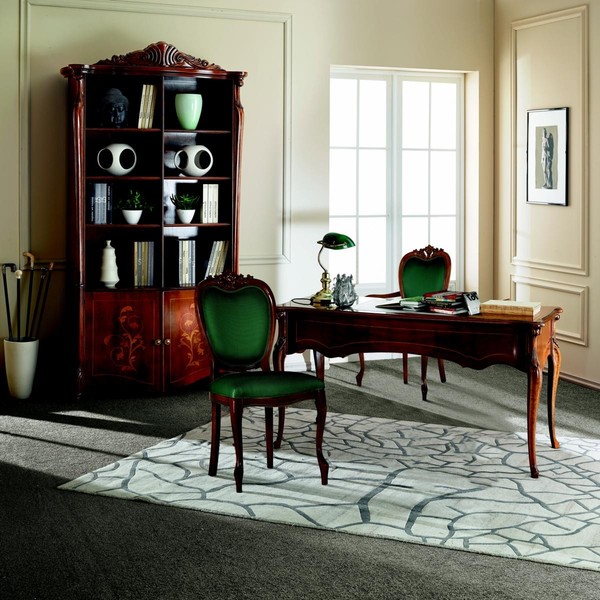 Italienische Stil MöBel BüRo Einrichtung Schreibtisch Tisch Sessel Set 3Tlg. Neu-image