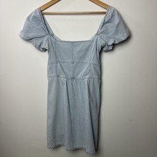 NWT Show Me Your Mumu London Lace Up Mini Dress Sea Spritz Denim Western Boho XS