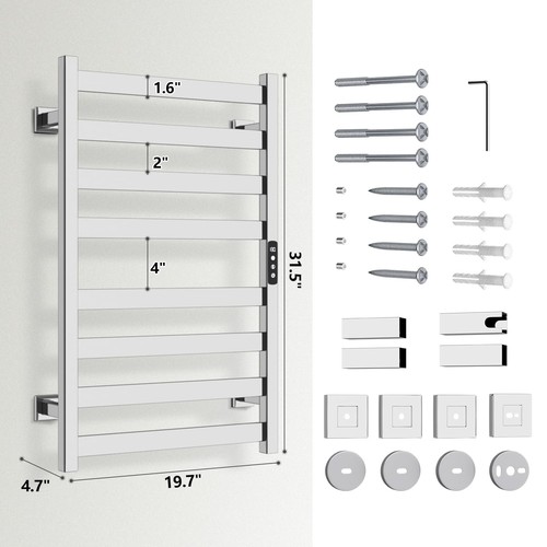 Towel Warmer, Towel Heater Rack for Bathroom, 8-bar Electric Towel Dryer Wall... - Picture 5 of 6