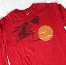 Vintage 90s Native American Nature T-Shirt LS Size Medium Single Stitch USA