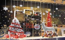Christmas Windows Static Stickers Clings Removable Vinyl Santa Claus Christma...