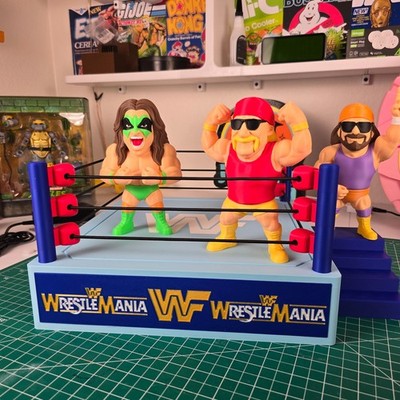 Custom Made Retro Wrestling Ring + Action Figures Display Stand Toy Shelf Riser