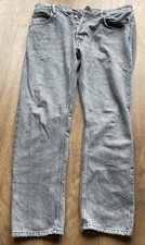 Men’s Grey Button Fly Grey Straight Jeans with fraying detail Size 34-29 by Zara