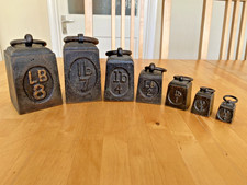 Vintage Set Cast iron GPO Postal Weights  8lb, 7lb, 4lb, 2lb, 1lb, 1 /2lb, 1/4lb