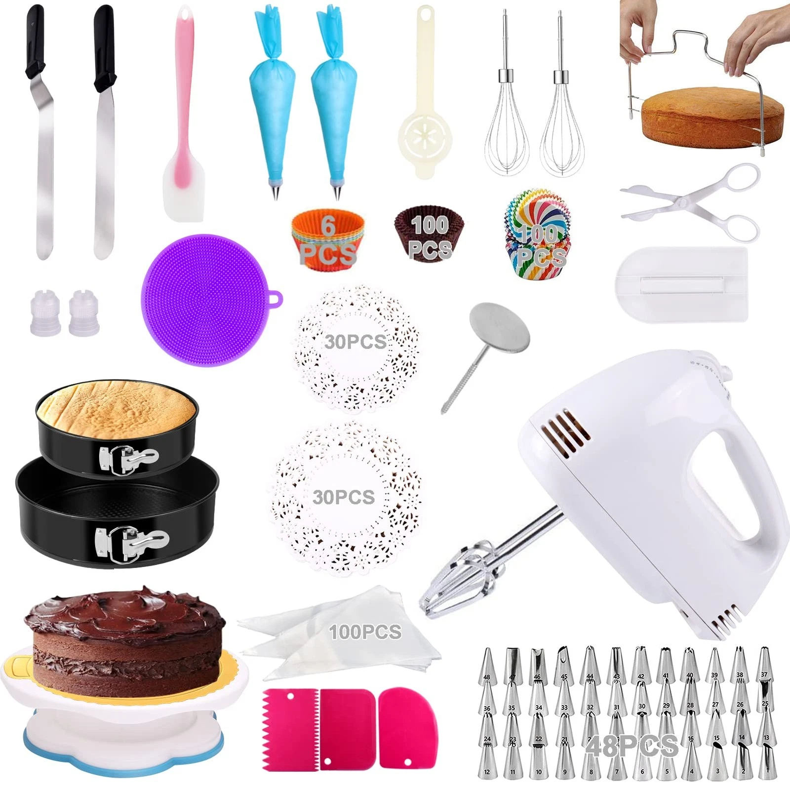 Cake Decorating Kit 436 PCS Baking Supplies Set Tools with Electric Hand Mixe...