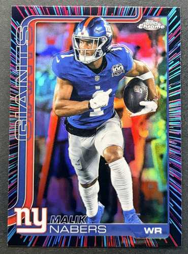 2025 Topps Chrome - Malik Nabers #225 New York Giants - Neon Pulse Refractor
