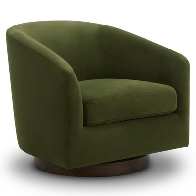 CHITA Swivel Accent Chair, FSC Certified, Barrel Chair with Solid Wood Base