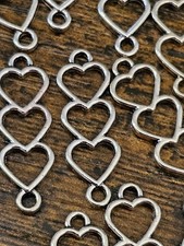15 Silver Tone Triple Heart Connector Charms for Jewellery Making