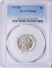 1917-D Buffalo Nickel : PCGS MS64