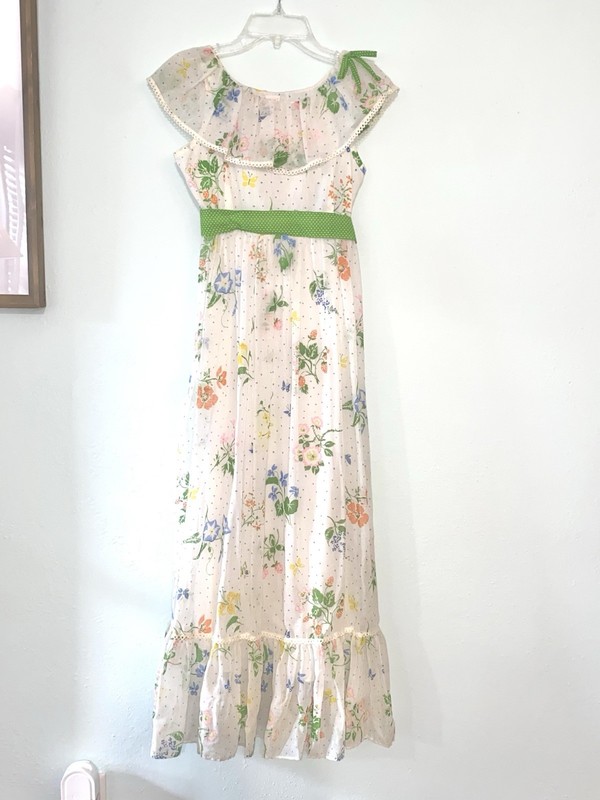 Vintage Ruth Of Carolina By Ruth Originals Sleeveless Floral Maxi Dress Girls 10